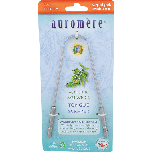 Auromere Tongue Scraper Ayurvedic Surgical Grade Stainless Steel - Box of 6