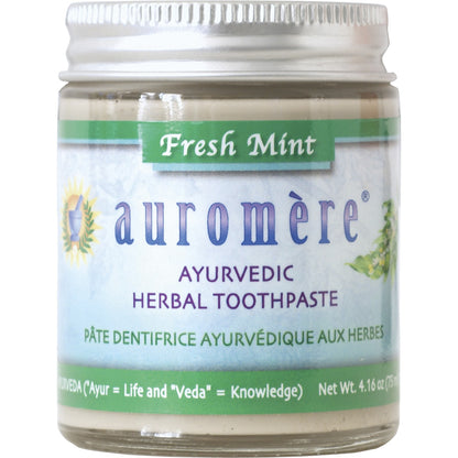 AUROMERE Toothpaste Ayurvedic Fresh Mint Toothpaste in a Jar 6 x 117g
