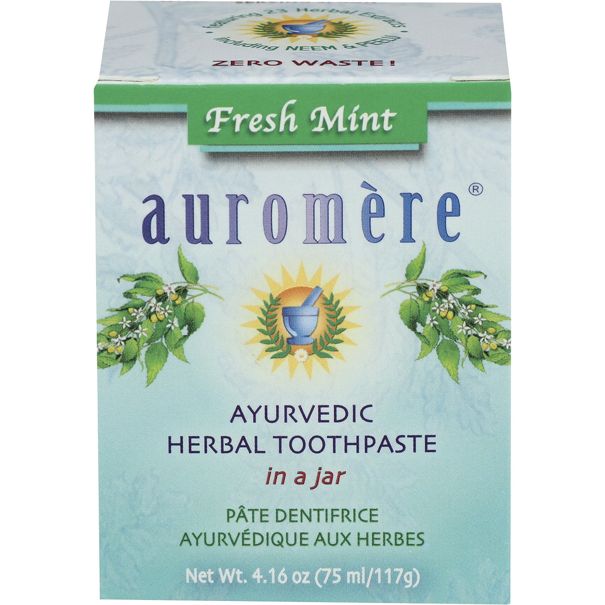 AUROMERE Toothpaste Ayurvedic Fresh Mint Toothpaste in a Jar 6 x 117g