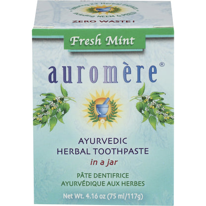AUROMERE Toothpaste Ayurvedic Fresh Mint Toothpaste in a Jar 6 x 117g