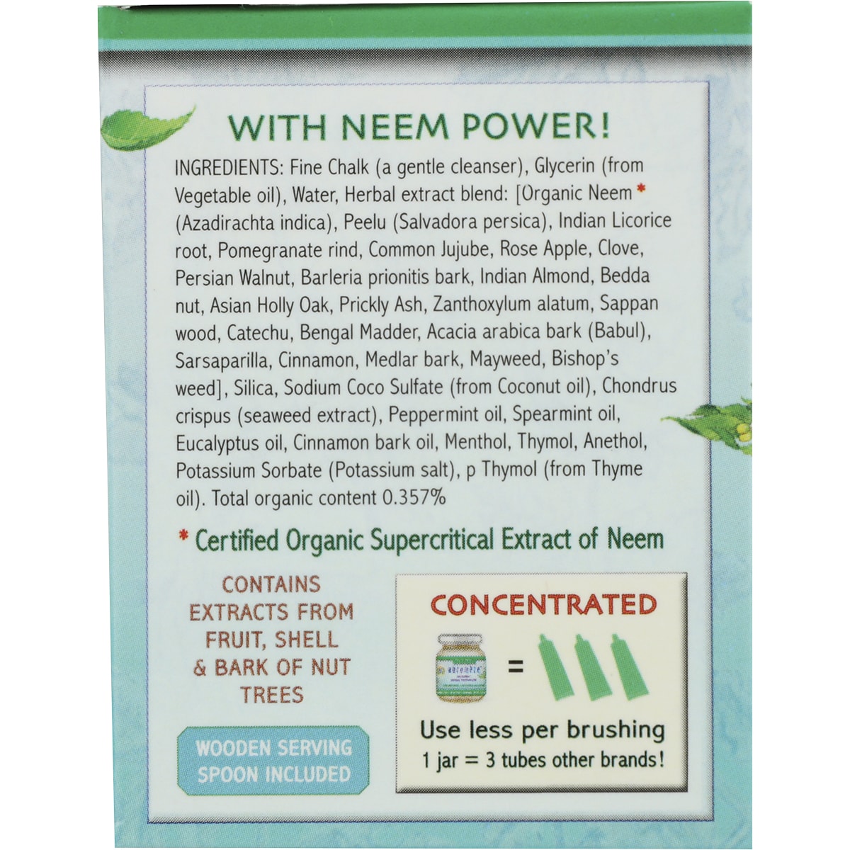 AUROMERE Toothpaste Ayurvedic Fresh Mint Toothpaste in a Jar 6 x 117g