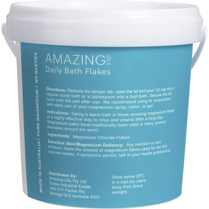AMAZING OILS Magnesium Daily Bath Flakes Pure Magnesium Chloride 1 x 2kg