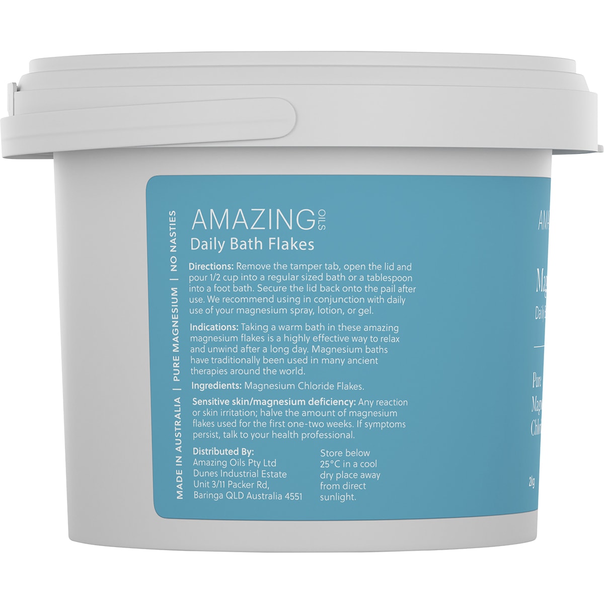 AMAZING OILS Magnesium Daily Bath Flakes Pure Magnesium Chloride 1 x 2kg