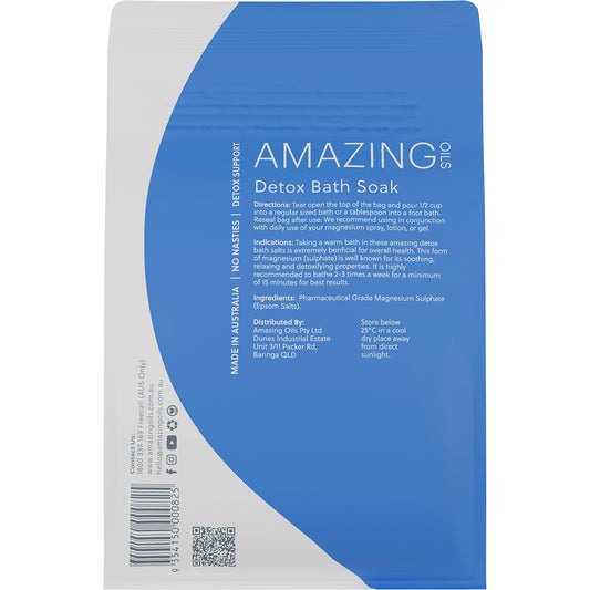AMAZING OILS Epsom Salts Detox Bath Soak Pure Magnesium Sulphate 1 x 1kg