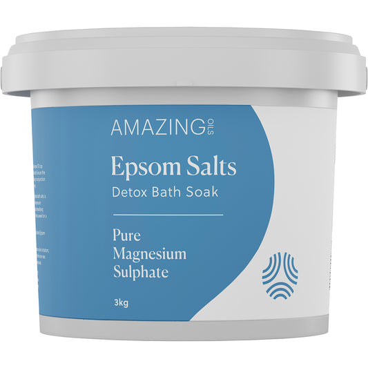 AMAZING OILS Epsom Salts Detox Bath Soak Pure Magnesium Sulphate 1 x 3kg