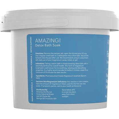AMAZING OILS Epsom Salts Detox Bath Soak Pure Magnesium Sulphate 1 x 3kg