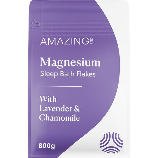 AMAZING OILS Magnesium Sleep Bath Flakes with Lavender & Chamomile 1 x 800g