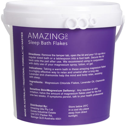 AMAZING OILS Magnesium Sleep Bath Flakes with Lavender & Chamomile 1 x 2kg