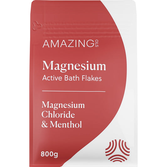 AMAZING OILS Magnesium Active Bath Flakes Mag Chloride & Menthol 1 x 800g