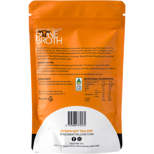 BYRON BAY TALLOW Grass Fed Beef Bone Broth Powder