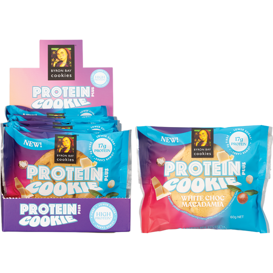 Byron Bay Cookies Protein Cookie White Choc Macadamia - Box of 12