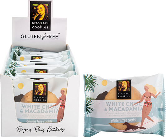 Byron Bay Cookies Gluten Free Cookies White Choc Macadamia - Box of 12