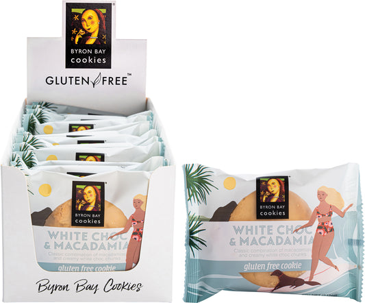 BYRON BAY Gluten Free Cookies White Choc Macadamia x 12