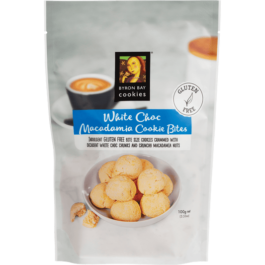 Byron Bay Cookies Gluten Free Cookie Bites White Choc Macadamia - Box of 6
