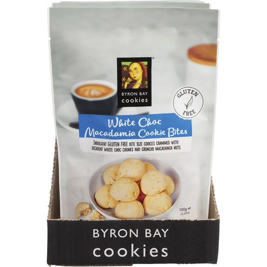 BYRON BAY Gluten Free Cookie Bites White Choc Macadamia x 6