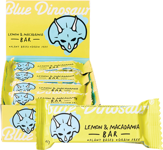 Blue Dinosaur Lemon & Macadamia Snack Bar - Box of 12