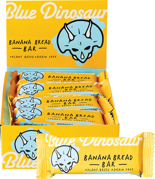Blue Dinosaur Banana Bread Snack Bar - Box of 12