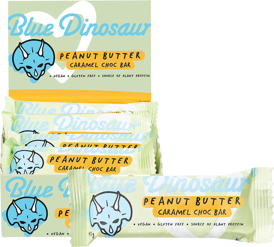BLUE DINOSAUR Peanut Butter & Caramel Choc Vegan Protein Bar x 12