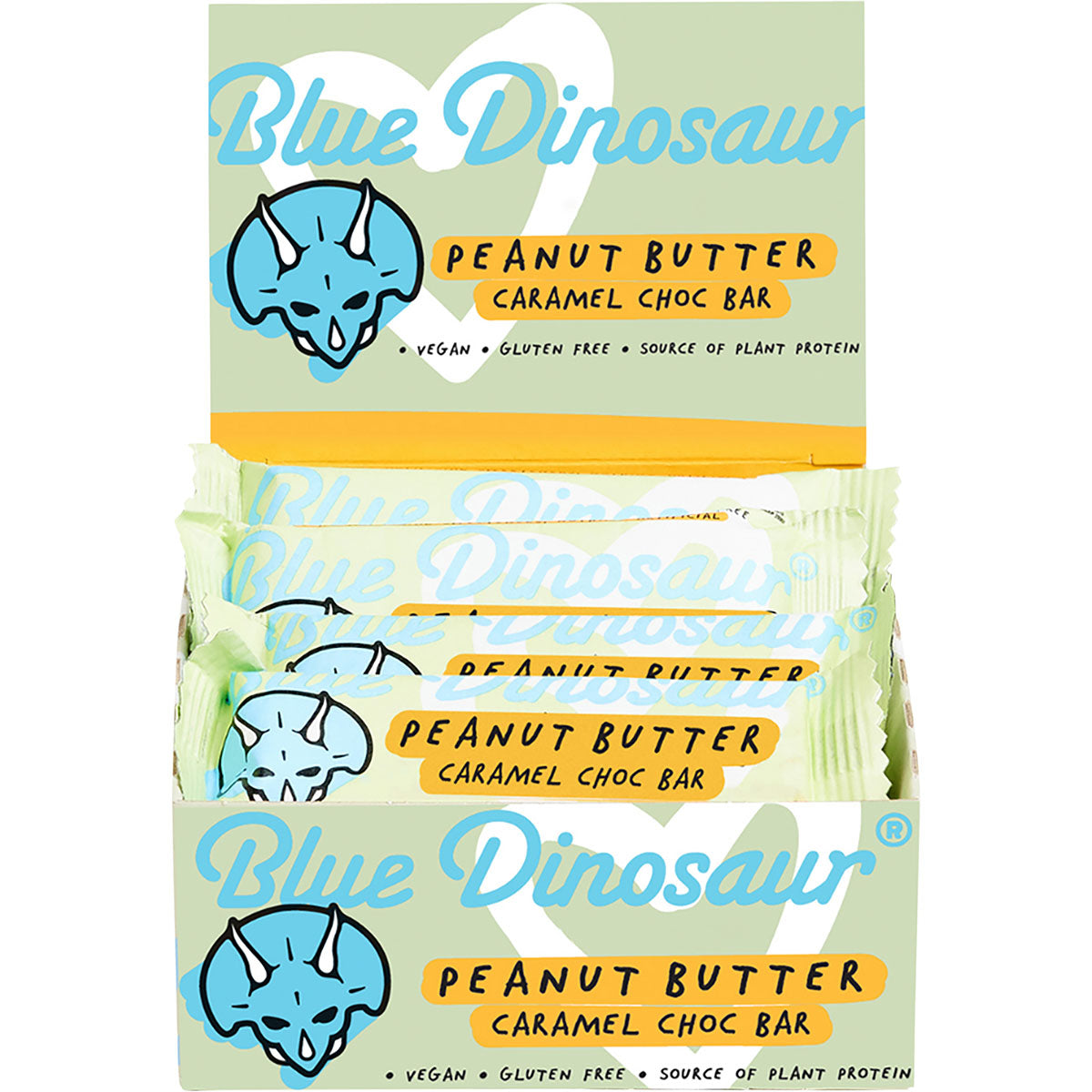BLUE DINOSAUR Peanut Butter & Caramel Choc Vegan Protein Bar x 12