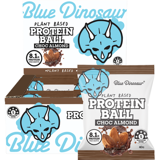 Blue Dinosaur Protein Ball Choc Almond - Box of 12