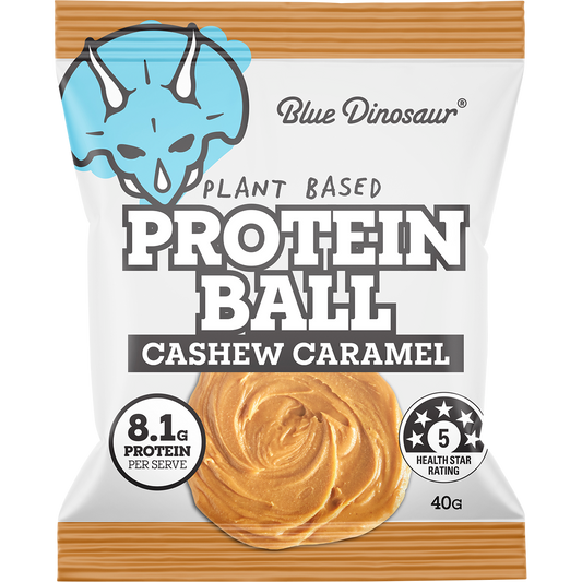 Blue Dinosaur Protein Ball Caramel Cashew - Box of 12