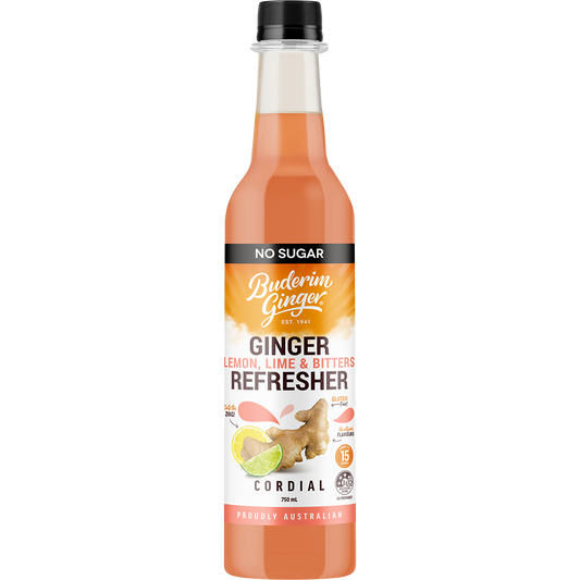 Buderim Ginger Ginger Lemon, Lime & Bitter Refresher Cordial No Sugar