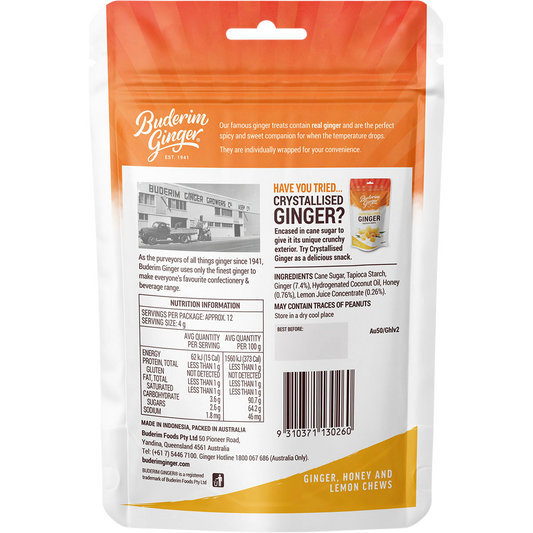 Buderim Ginger Ginger Honey & Lemon Chews