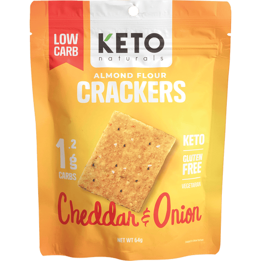 Keto Naturals Almond Flour Crackers Cheddar & Onion - Box of 8