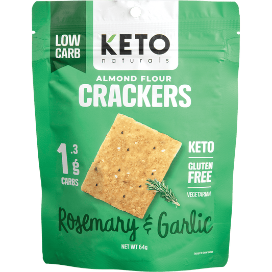 Keto Naturals Almond Flour Crackers Rosemary & Garlic - Box of 8