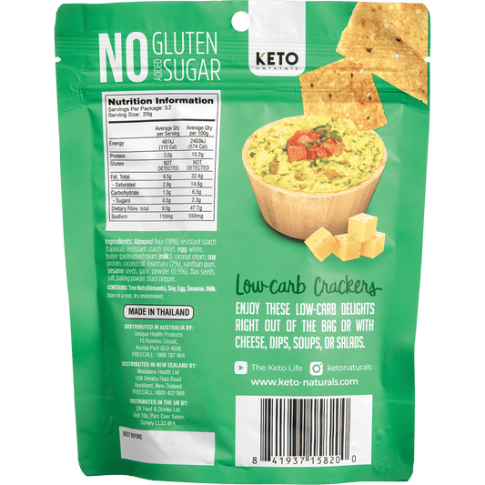 Keto Naturals Almond Flour Crackers Rosemary & Garlic - Box of 8