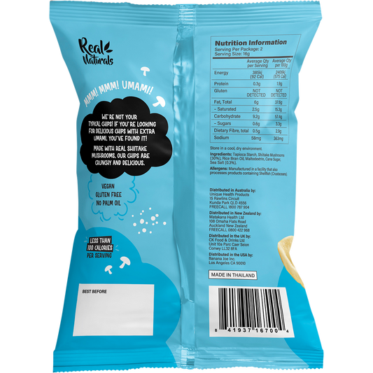 Real Naturals Shiitake Mushroom Chips Sea Salt - Box of 12