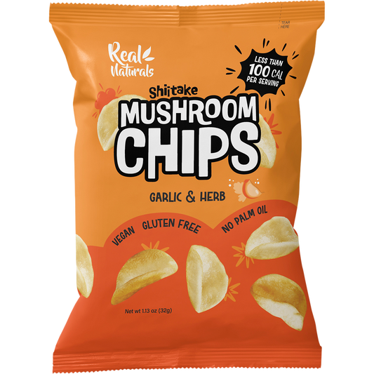 Real Naturals Shiitake Mushroom Chips Garlic & Herb - Box of 12