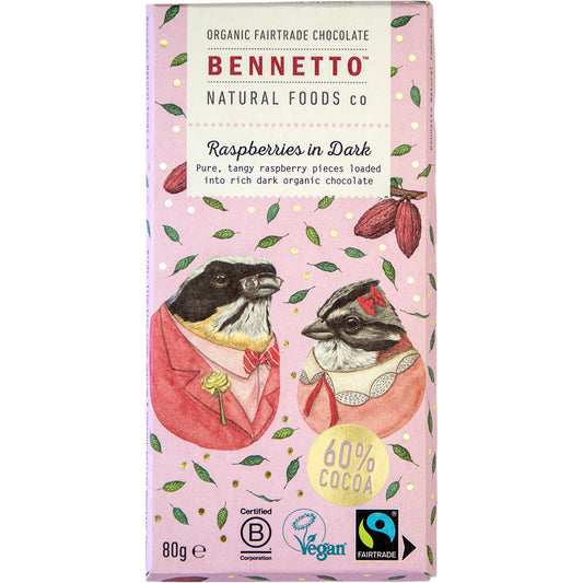 BENNETTO Organic Dark Chocolate Raspberries In Dark x 12