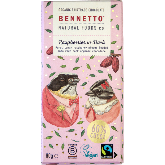 Bennetto Organic Dark Chocolate Raspberries In Dark - Box of 12