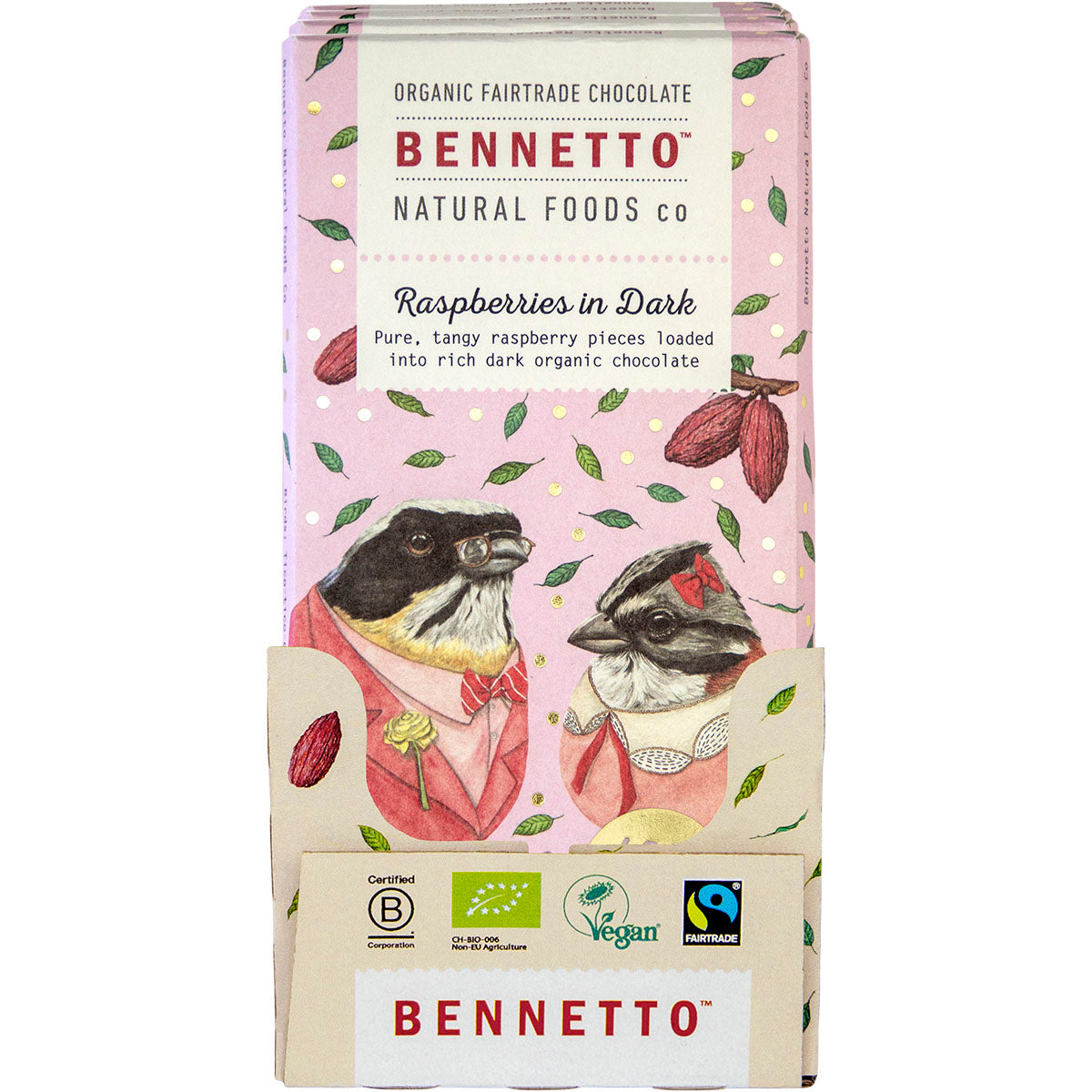 BENNETTO Organic Dark Chocolate Raspberries In Dark x 12