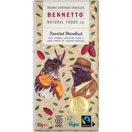 Bennetto Organic Dark Chocolate Toasted Hazelnut - Box of 12