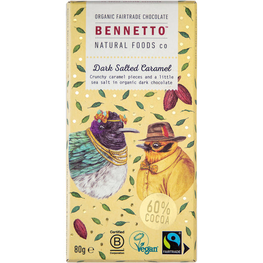 BENNETTO Organic Dark Chocolate Dark Salted Caramel x 12