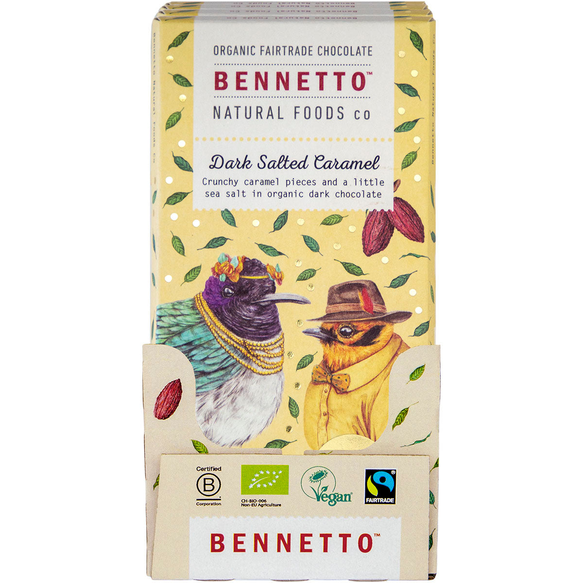 BENNETTO Organic Dark Chocolate Dark Salted Caramel x 12