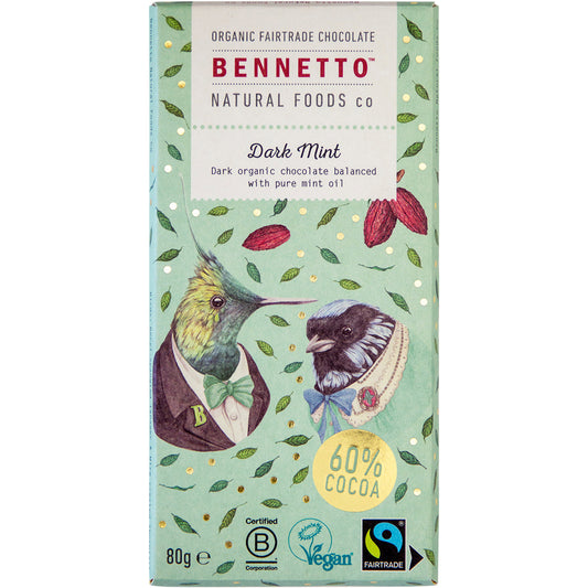 BENNETTO Organic Dark Chocolate Dark Mint x 12