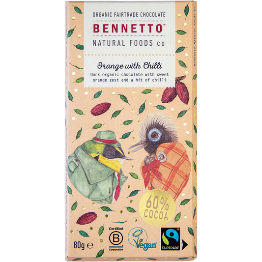 Bennetto Organic Dark Chocolate Orange with Chilli - Box of 12