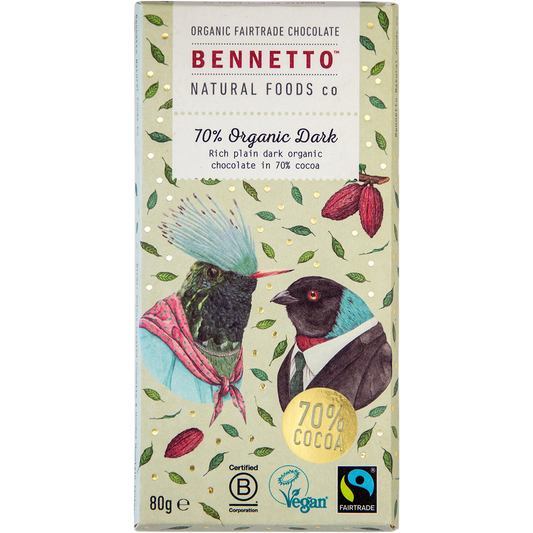 Bennetto Organic Dark Chocolate 70% Organic Dark - Box of 12