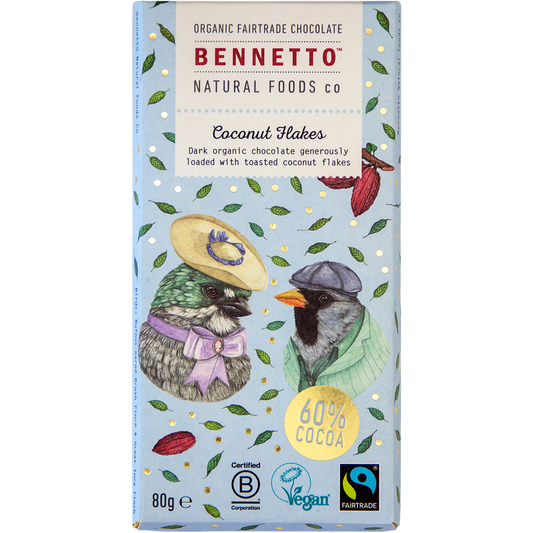Bennetto Organic Dark Chocolate Coconut flakes - Box of 12