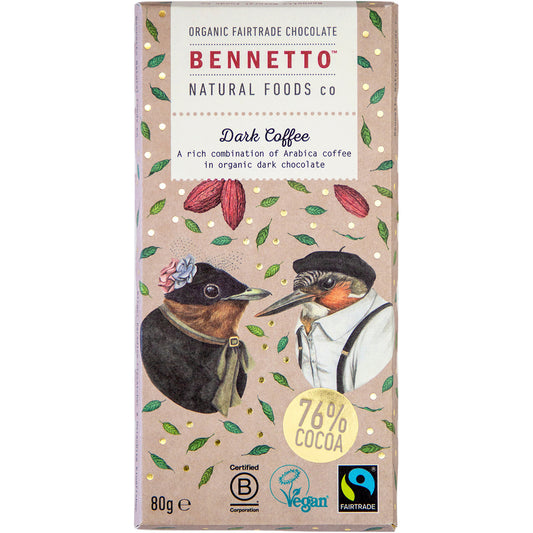 BENNETTO Organic Dark Chocolate Dark Coffee x 12
