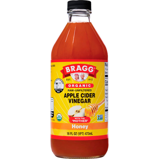 BRAGG Apple Cider Vinegar & Honey Unfiltered with The Mother 1 x 473ml