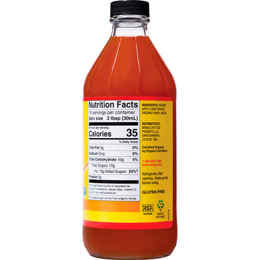 BRAGG Apple Cider Vinegar & Honey Unfiltered with The Mother 1 x 473ml