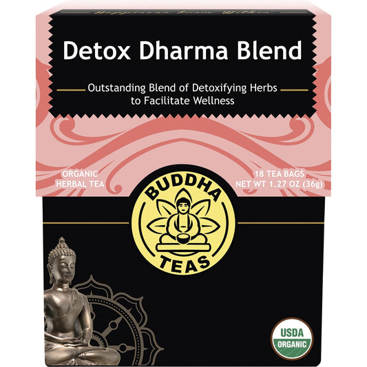 BUDDHA TEAS Organic Herbal Tea Bags Detox Dharma Blend 1 x 18pk