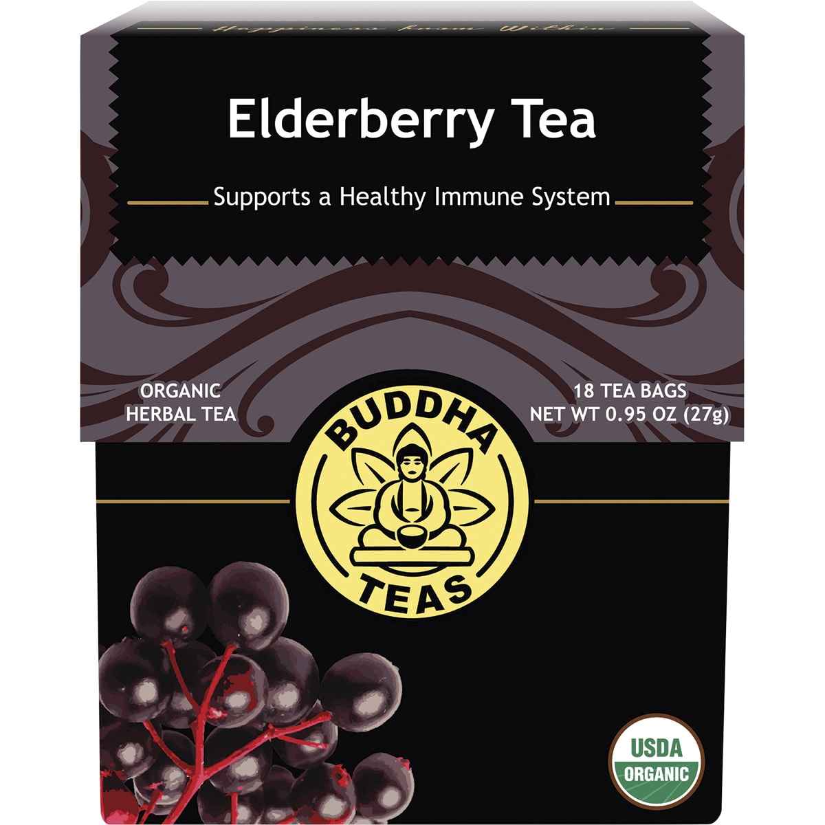 BUDDHA TEAS Organic Herbal Tea Bags Elderberry Tea 1 x 18pk