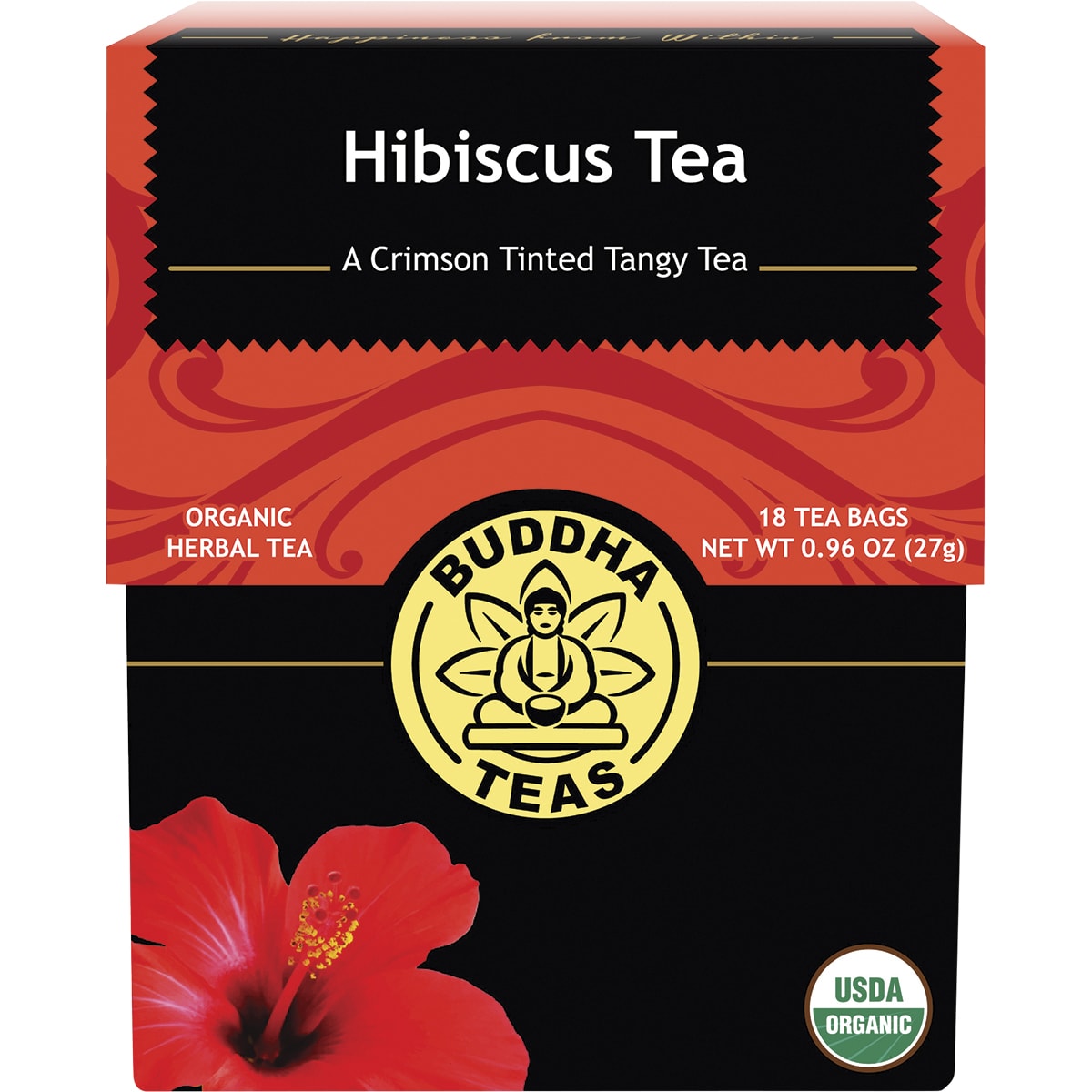 BUDDHA TEAS Organic Herbal Tea Bags Hibiscus Tea 1 x 18pk
