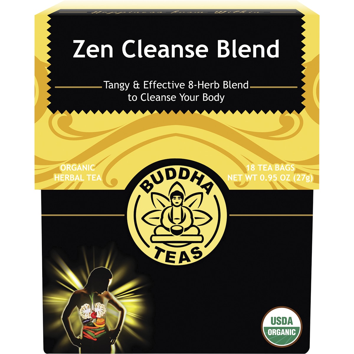 BUDDHA TEAS Organic Herbal Tea Bags Zen Cleanse Blend 1 x 18pk