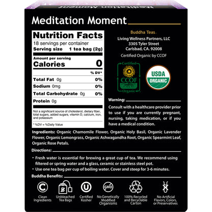 BUDDHA TEAS Organic Herbal Tea Bags Meditation Moment 1 x 18pk